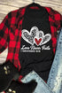 Black Love Never Fails Leopard Sequin Heart Graphic Valentines Tee